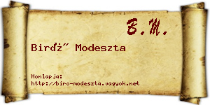 Biró Modeszta névjegykártya